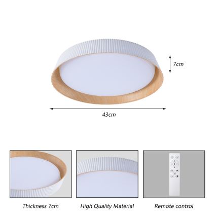 Brilagi - Candeeiro de teto LED regulável ORINO LED/54W/230V 3000-6000K branco diâmetro 43 cm + controlo remoto