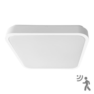 Brilagi - Luminária de tecto LED para casa de banho com sensor ZENNA LED/24W/230V 34,5x34,5 cm IP44 branca + comando à distância