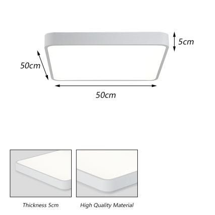Brilagi - Luminária de teto LED POOL SQUARE LED/48W/230V 3000/4500/6000K 50x50 cm branca