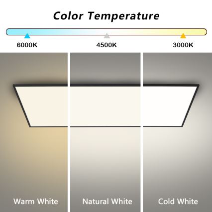 Brilagi - Luminária de teto LED dimerizável SLIMFRAME LED/80W/230V 120x60 cm 3000-6000K preta + controlo remoto