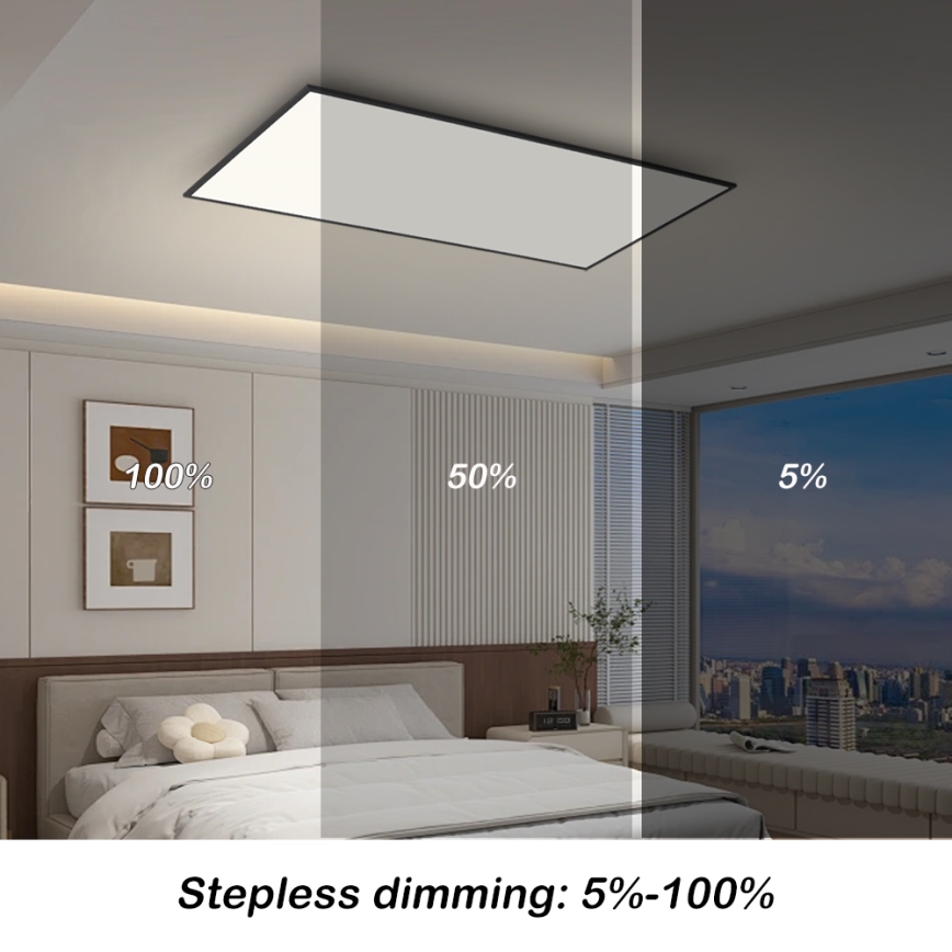 Brilagi - Luminária de teto LED dimerizável SLIMFRAME LED/80W/230V 120x60 cm 3000-6000K preta + controlo remoto