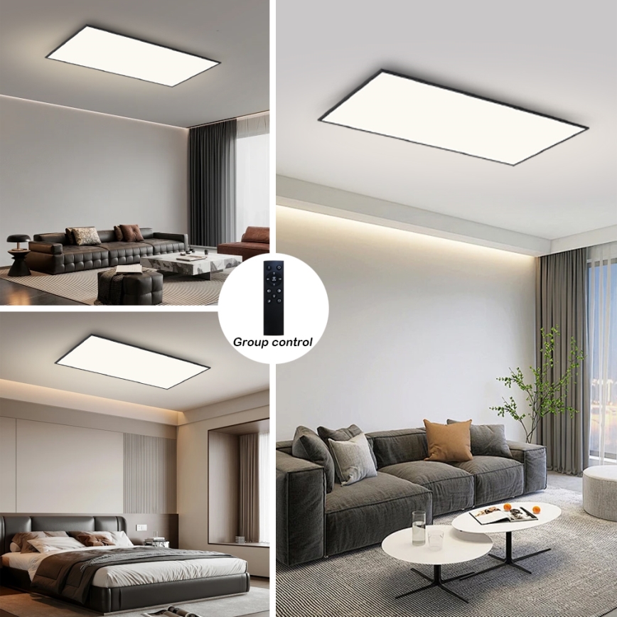 Brilagi - Luminária de teto LED dimerizável SLIMFRAME LED/80W/230V 120x60 cm 3000-6000K preta + controlo remoto