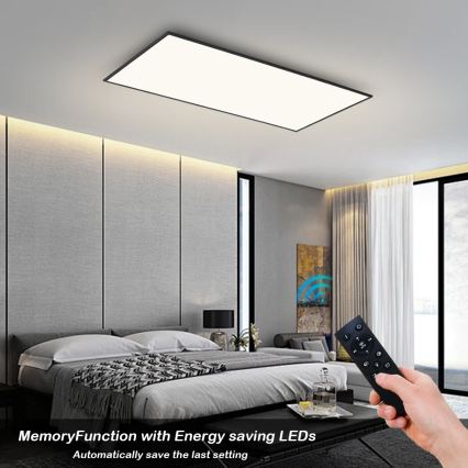 Brilagi - Luminária de teto LED dimerizável SLIMFRAME LED/80W/230V 120x60 cm 3000-6000K preta + controlo remoto