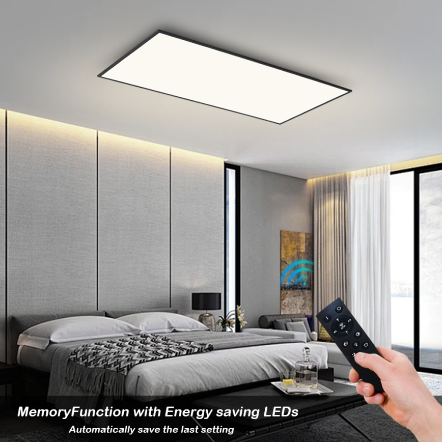 Brilagi - Luminária de teto LED dimerizável SLIMFRAME LED/80W/230V 120x60 cm 3000-6000K preta + controlo remoto