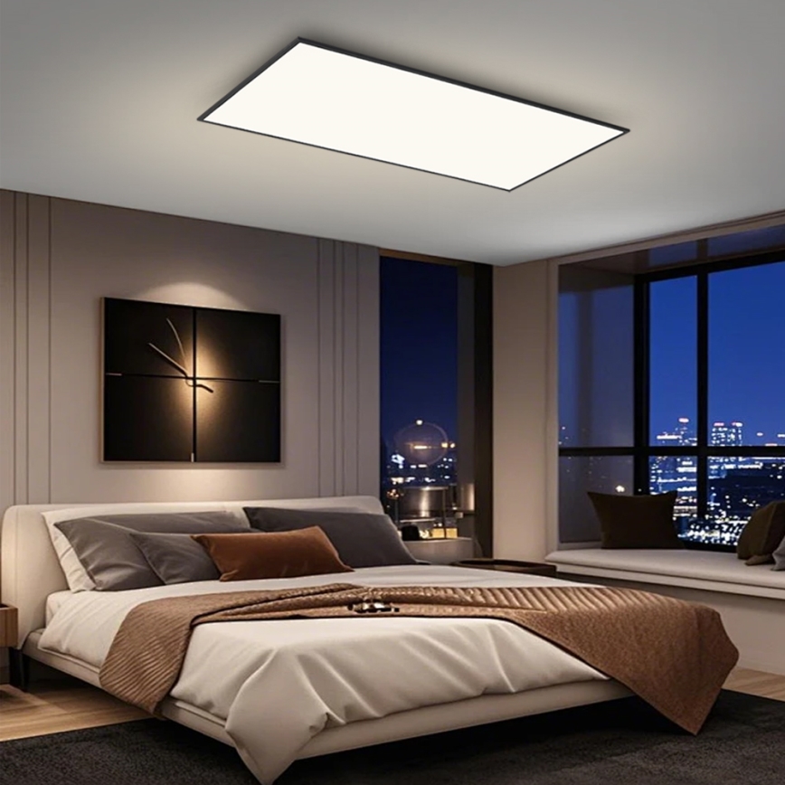 Brilagi - Luminária de teto LED dimerizável SLIMFRAME LED/80W/230V 120x60 cm 3000-6000K preta + controlo remoto