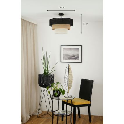 Brilagi - Plafon ASPEN LUNETA 1xE27/15W/230V diâmetro 45 cm preto/bege/crème