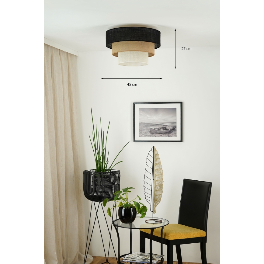 Brilagi - Luminária de teto ASPEN LUNETA 1xE27/15W/230V diâmetro 45 cm preto/bege/creme