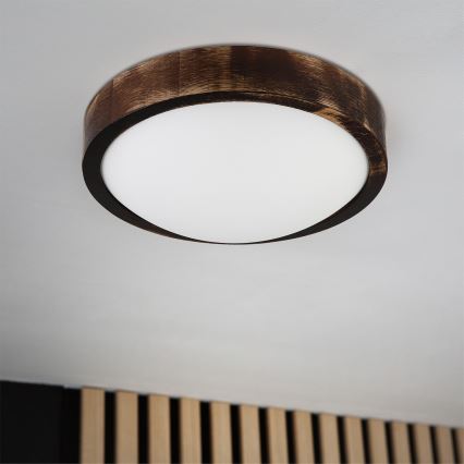 Brilagi - Luminária de teto CARVALHO SLIM SMOKEY 1xE27/60W/230V, acabamento em carvalho, Ø 27,5 cm