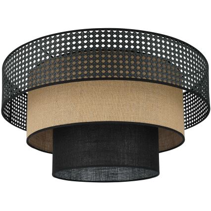 Brilagi - Luminária de teto DAKOTA LUNETA 1xE27/15W/230V diâmetro 45 cm preto/ráfia