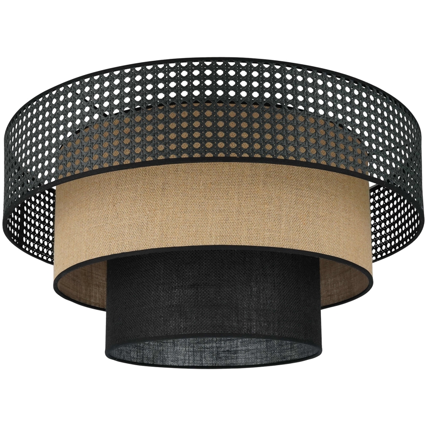 Brilagi - Luminária de teto DAKOTA LUNETA 1xE27/15W/230V diâmetro 45 cm preto/ráfia