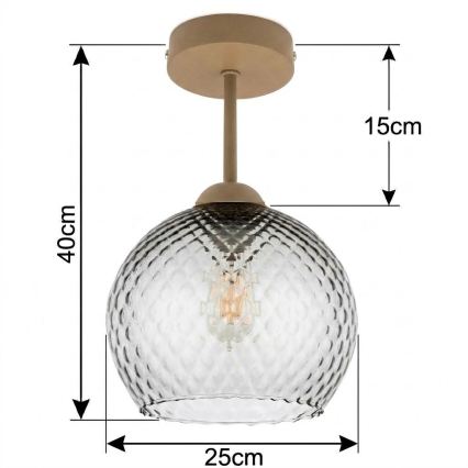 BRILAGI - LED lustre de tecto de montagem à superfície RETRO GLASS 1xE27/60W/230V Ø 25 cm bege/cinzento fumado
