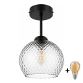 BRILAGI - Luminária de teto de sobrepor LED RETRO GLASS 1xE27/60W/230V Ø 18 cm preto/cinza fumê