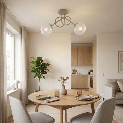 Brilagi - Luminária de teto de superfície STELLA 2xE27/60W/230V bege/dourado
