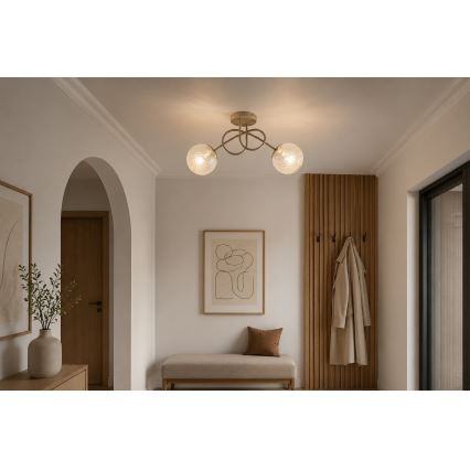 Brilagi - Luminária de teto de superfície STELLA 2xE27/60W/230V bege/dourado