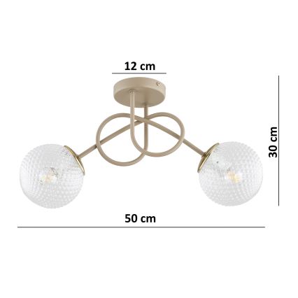Brilagi - Luminária de teto de superfície STELLA 2xE27/60W/230V bege/dourado