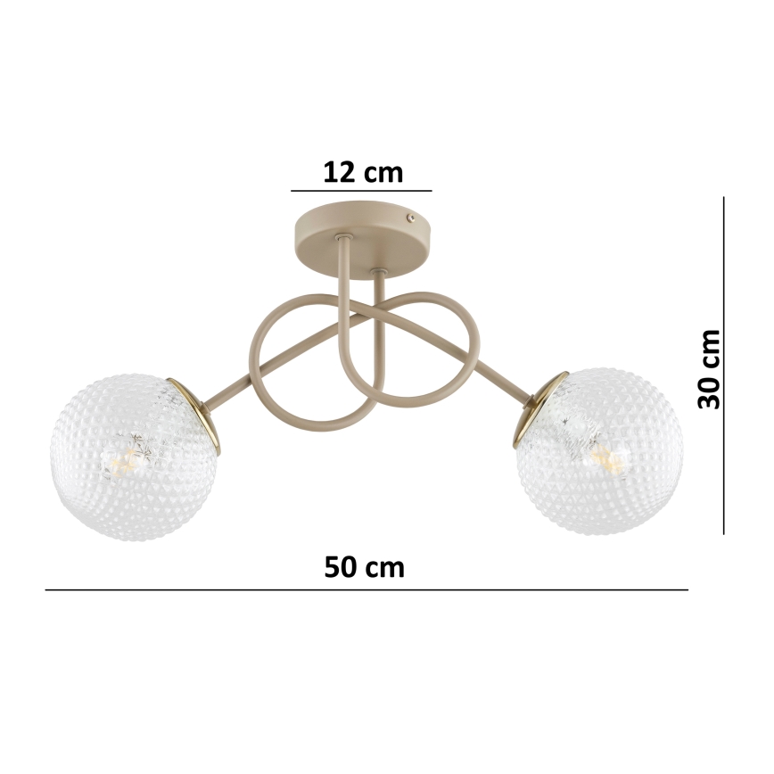 Brilagi - Luminária de teto de superfície STELLA 2xE27/60W/230V bege/dourado