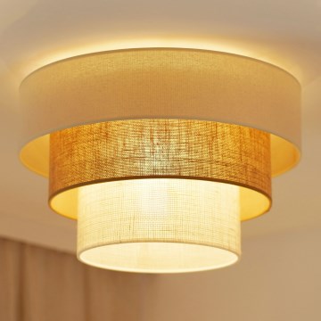 Brilagi - Luminária de teto DENVER LUNETA 1xE27/15W/230V diâmetro 45 cm bege/marrom/creme