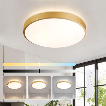 Brilagi - Luminária de teto dimerizável GLASS POOL DOUBLE LED/48W/230V 3000-6000K 40 cm dourada + comando remoto