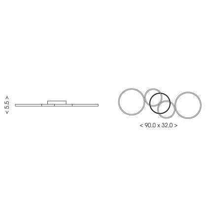 Brilagi - Luminária de teto ECHO LED/40W/230V 4000K 32x90 cm preta