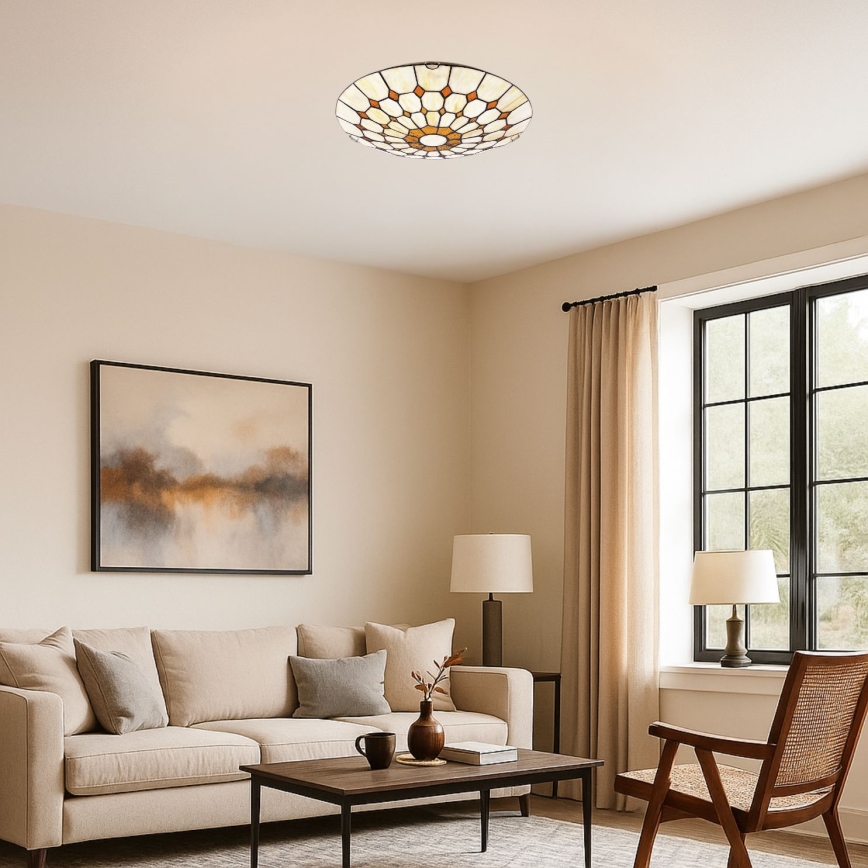 Brilagi - Luminária de teto em vitral estilo Tiffany DORAN 2xE27/60W/230V