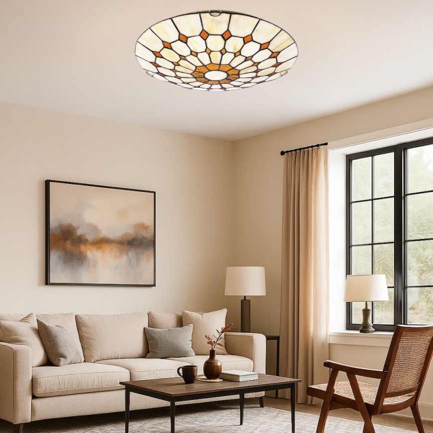 Brilagi - Luminária de teto em vitral estilo Tiffany DORAN 2xE27/60W/230V