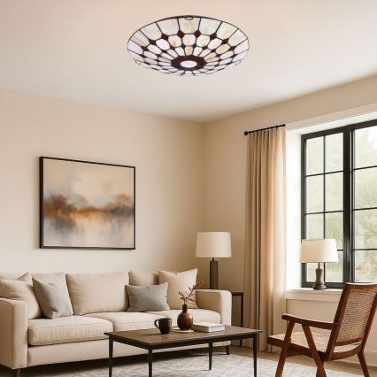 Brilagi - Luminária de teto em vitral estilo Tiffany DORAN 2xE27/60W/230V