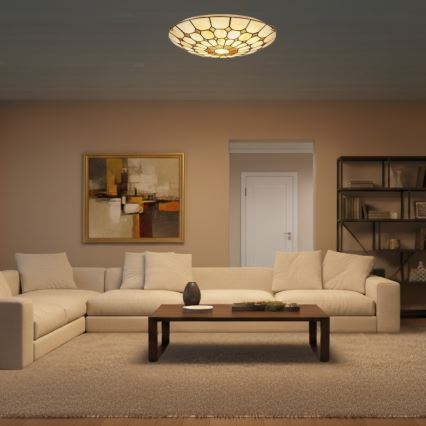 Brilagi - Luminária de teto em vitral estilo Tiffany DORAN 2xE27/60W/230V