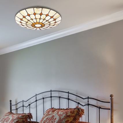 Brilagi - Luminária de teto em vitral estilo Tiffany DORAN 2xE27/60W/230V