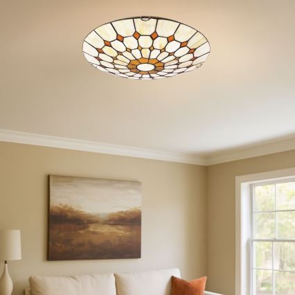 Brilagi - Luminária de teto em vitral estilo Tiffany DORAN 2xE27/60W/230V