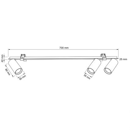 Brilagi - Luminária de teto embutida SELE 3xGU10/30W/230V preta