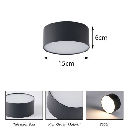 BRILAGI - Luminária de teto para exterior FORIS LED/20W/230V Ø 15 cm preta IP44