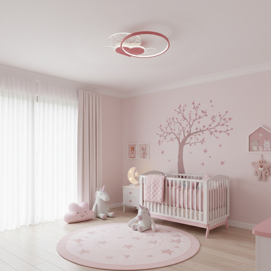 Brilagi - Luminária de teto infantil LOVE LED/48W/230V 3000/4500/6000K rosa