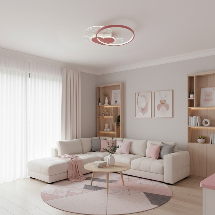Brilagi - Luminária de teto infantil LOVE LED/48W/230V 3000/4500/6000K rosa