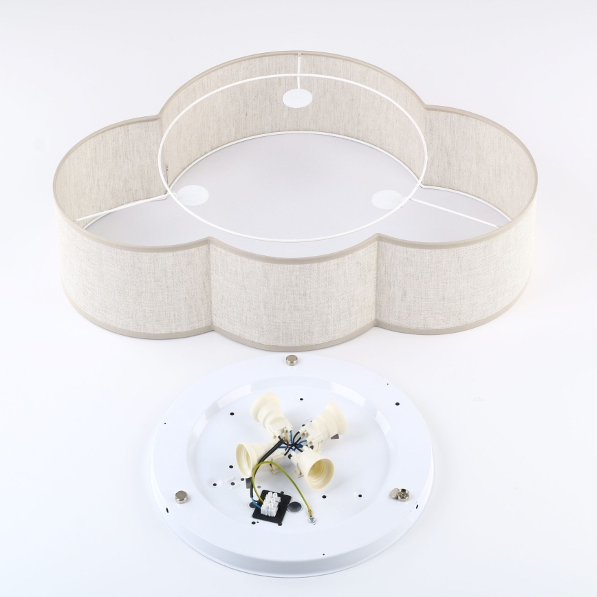 Brilagi - Luminária de teto infantil NIMBUS LINEN 4xE27/15W/230V 46x63 cm bege