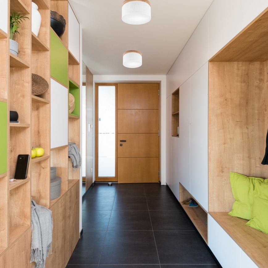 Brilagi - Luminária de Teto LED BELLADONNA 1xE27/15W/230V diâmetro 30 cm branco/carvalho