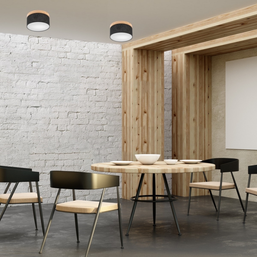 Brilagi - Luminária de Teto LED BELLADONNA 1xE27/15W/230V diâmetro 30 cm preto/pinho