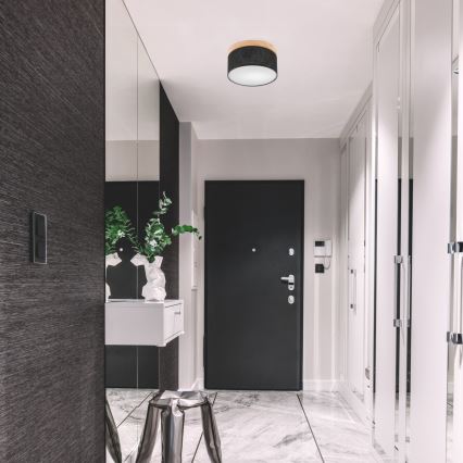 Brilagi - Luminária de Teto LED BELLADONNA 1xE27/15W/230V diâmetro 30 cm preto/pinho