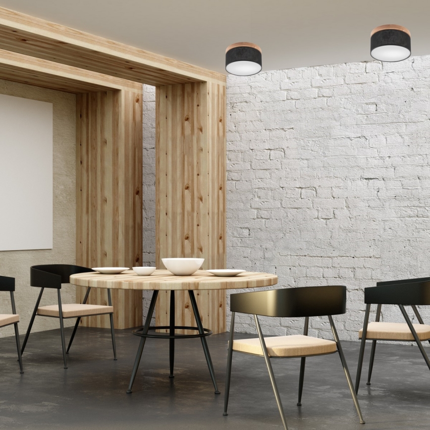 Brilagi - Luminária de Teto LED BELLADONNA 1xE27/15W/230V diâmetro 30 cm preto/carvalho