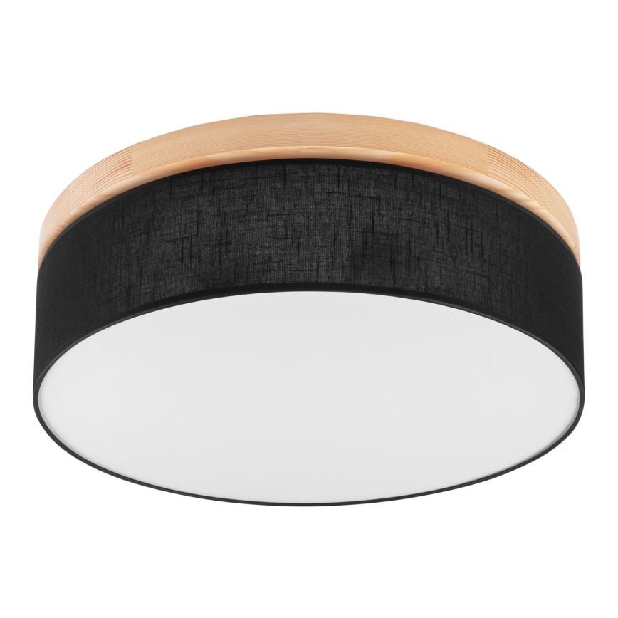 Brilagi - Luminária de Teto LED BELLADONNA 3xE27/15W/230V diâmetro 50 cm preto/pinho