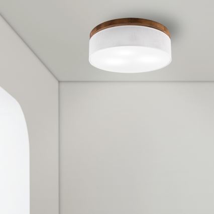 BRILAGI - Candeeiro de tecto LED BELLADONNA 3xE27/15W/230V Ø 50 cm branco/carvalho-cerejeira
