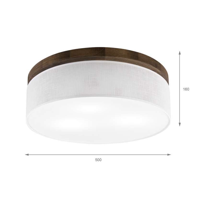 Brilagi - Luminária de Teto LED BELLADONNA 3xE27/15W/230V diâmetro 50 cm branco/carvalho nogueira