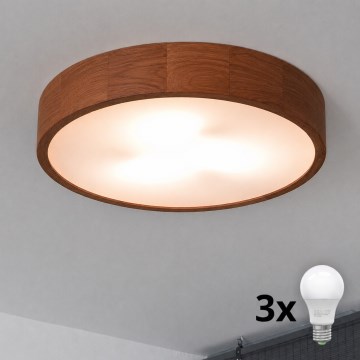 Brilagi - Luminária de teto LED CARVALHO 3xE27/15W/230V carvalho/cerejeira Ø 47 cm