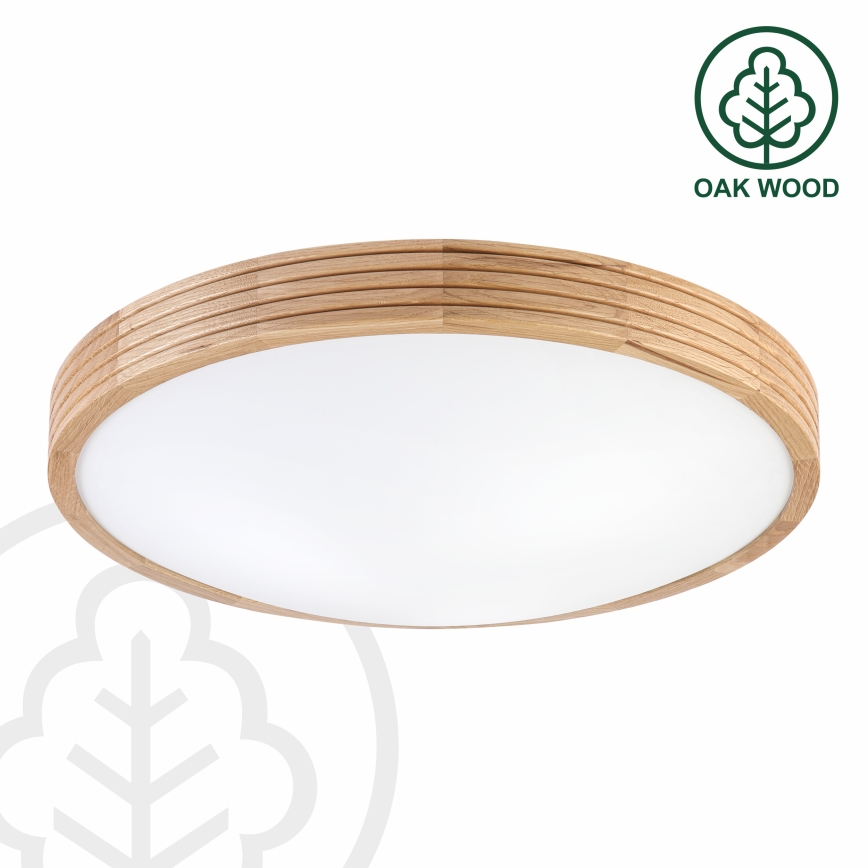 Brilagi - Candeeiro de tecto LED CARVALHO MODERN SLIM 3xE27/60W/230V, diâmetro 47,5 cm, acabamento carvalho