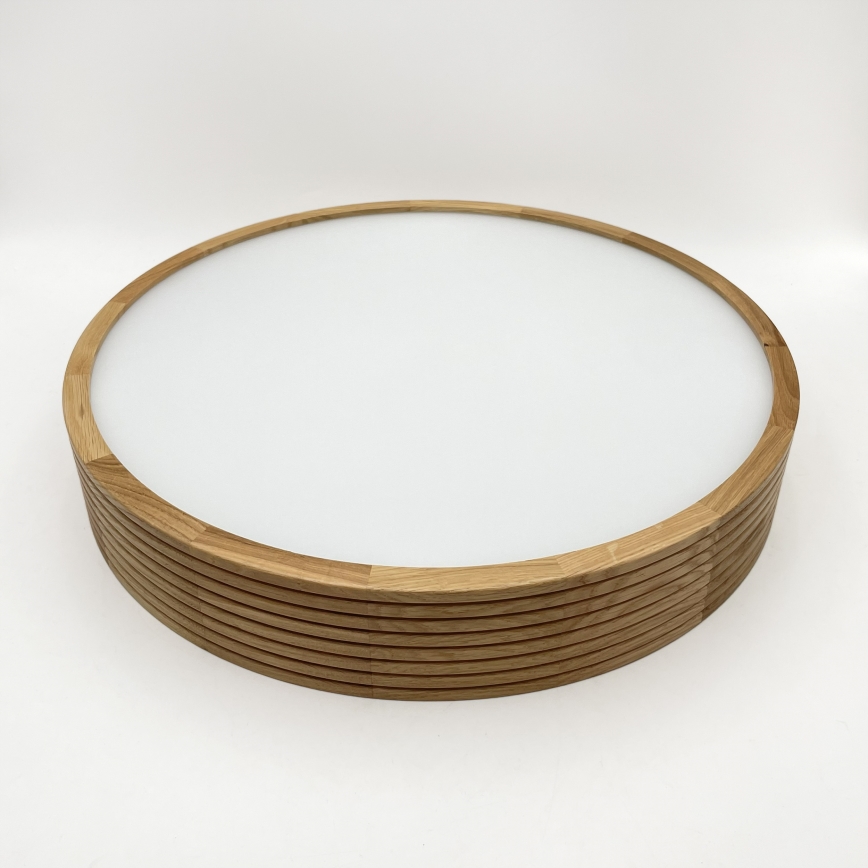 Brilagi - Candeeiro de tecto LED CARVALHO MODERN SLIM 3xE27/60W/230V, diâmetro 47,5 cm, acabamento carvalho