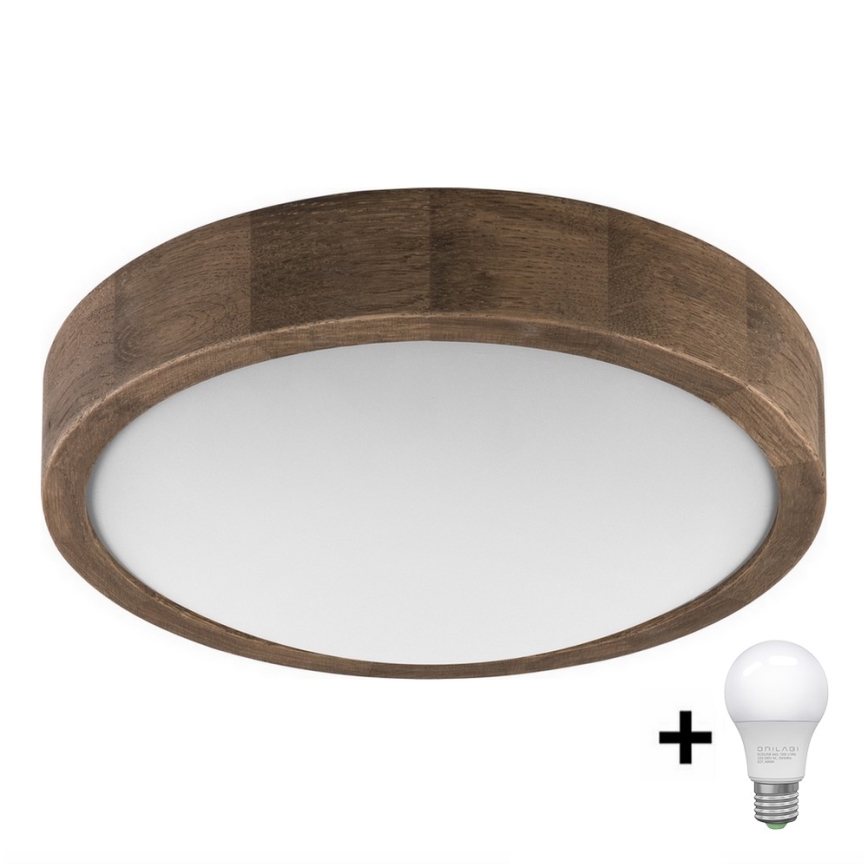 Brilagi - Luminária de Teto LED CARVALHO SLIM 1xE27/60W/230V carvalho nogueira diâmetro 27 cm