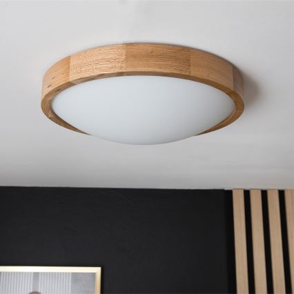 Brilagi - Luminária de teto LED CARVALHO SLIM 2xE27/15W/230V acabamento carvalho diâm. 37 cm