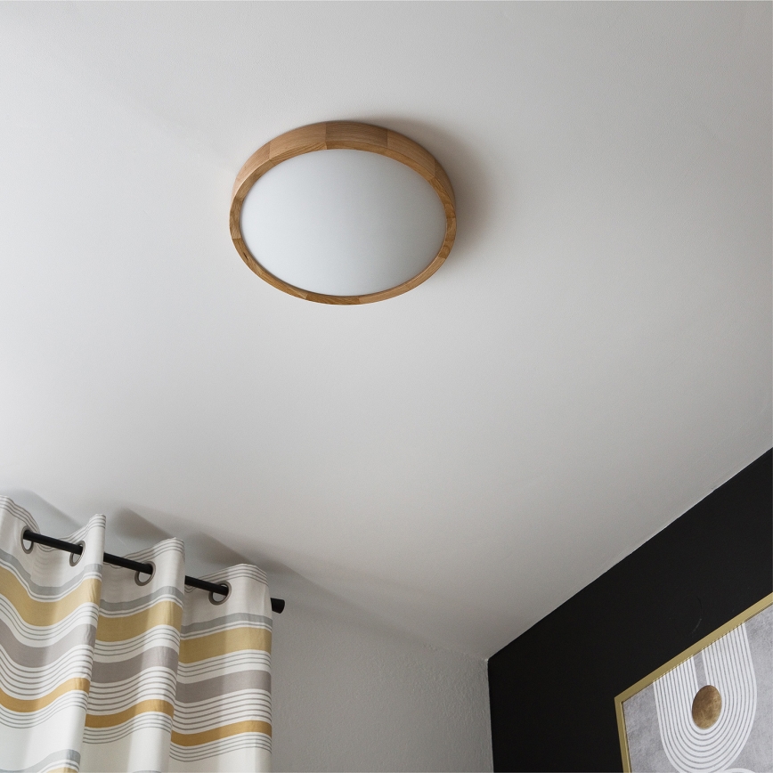 Brilagi - Luminária de teto LED CARVALHO SLIM 2xE27/15W/230V acabamento carvalho diâm. 37 cm