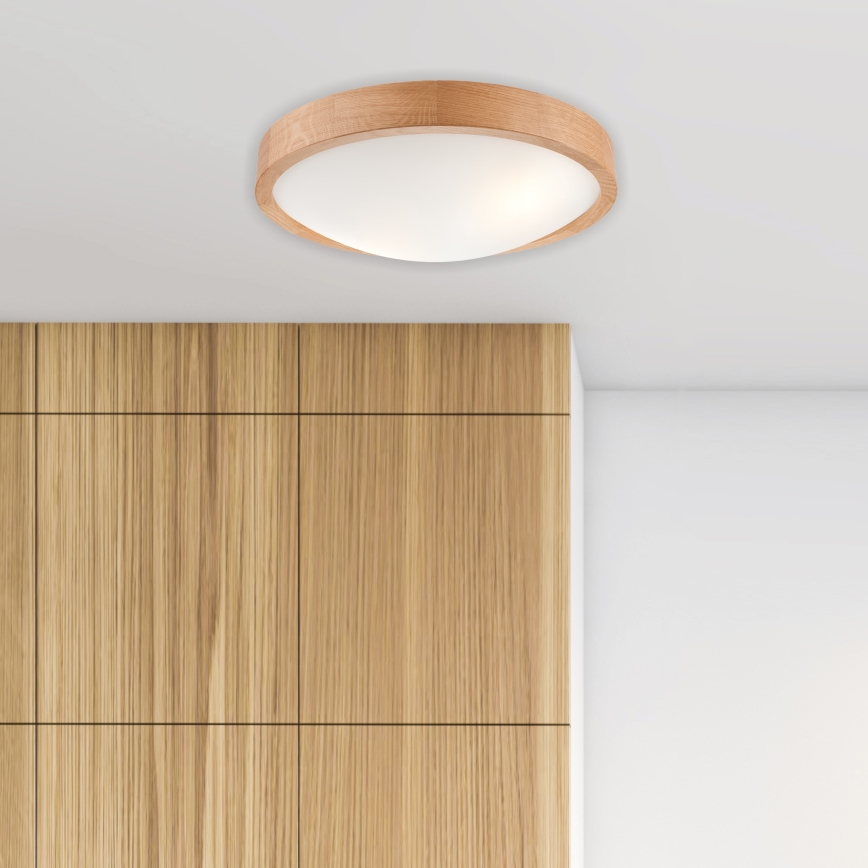 Brilagi - Luminária de teto LED CARVALHO SLIM 2xE27/15W/230V acabamento carvalho diâm. 37 cm