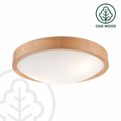 Brilagi - Luminária de teto LED CARVALHO SLIM 2xE27/15W/230V acabamento carvalho diâm. 37 cm