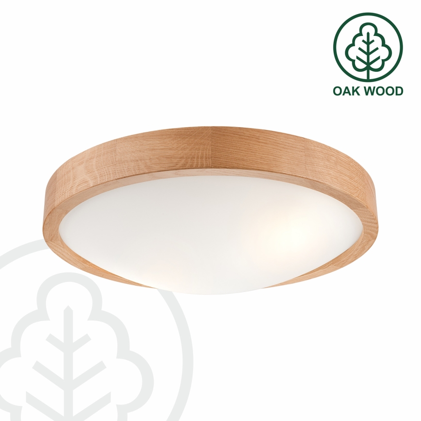 Brilagi - Luminária de teto LED CARVALHO SLIM 2xE27/15W/230V acabamento carvalho diâm. 37 cm